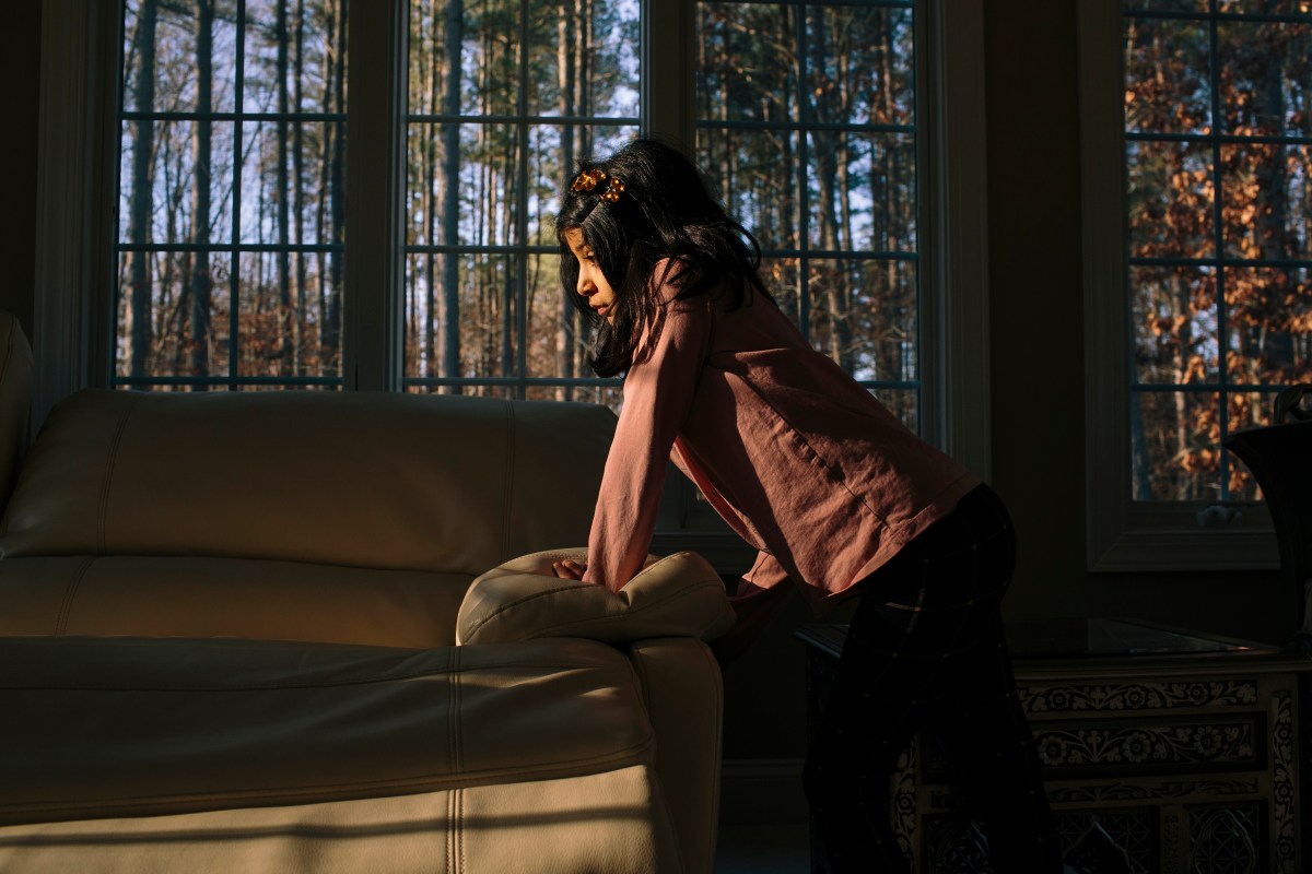 Inaaya Imran Ahmad, 7, plays at her home in Fredericksburg, Va. on Dec. 19, 2015.