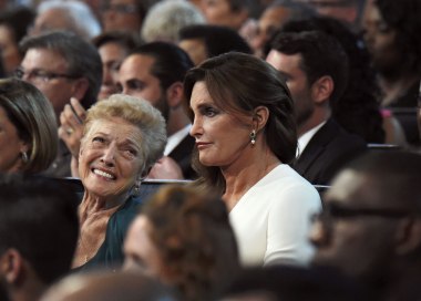 Jenner with her mother Esther at the ESPY Awards in July. In her speech accepting the Arthur Ashe Courage Award, she cast herself as a protector for transgender kids