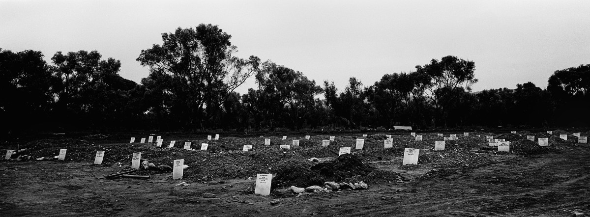 Graves of refugees who drowned while crossing the Aegean Sea from Turkey to Greece, many of them unidentified, were made on the Greek island of Lesvos.