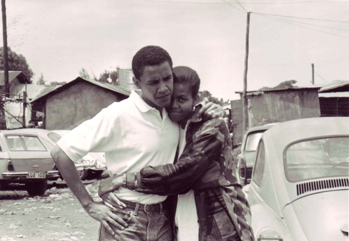 Barack Obama and fiancée, Michelle, in Kenya, 1992.