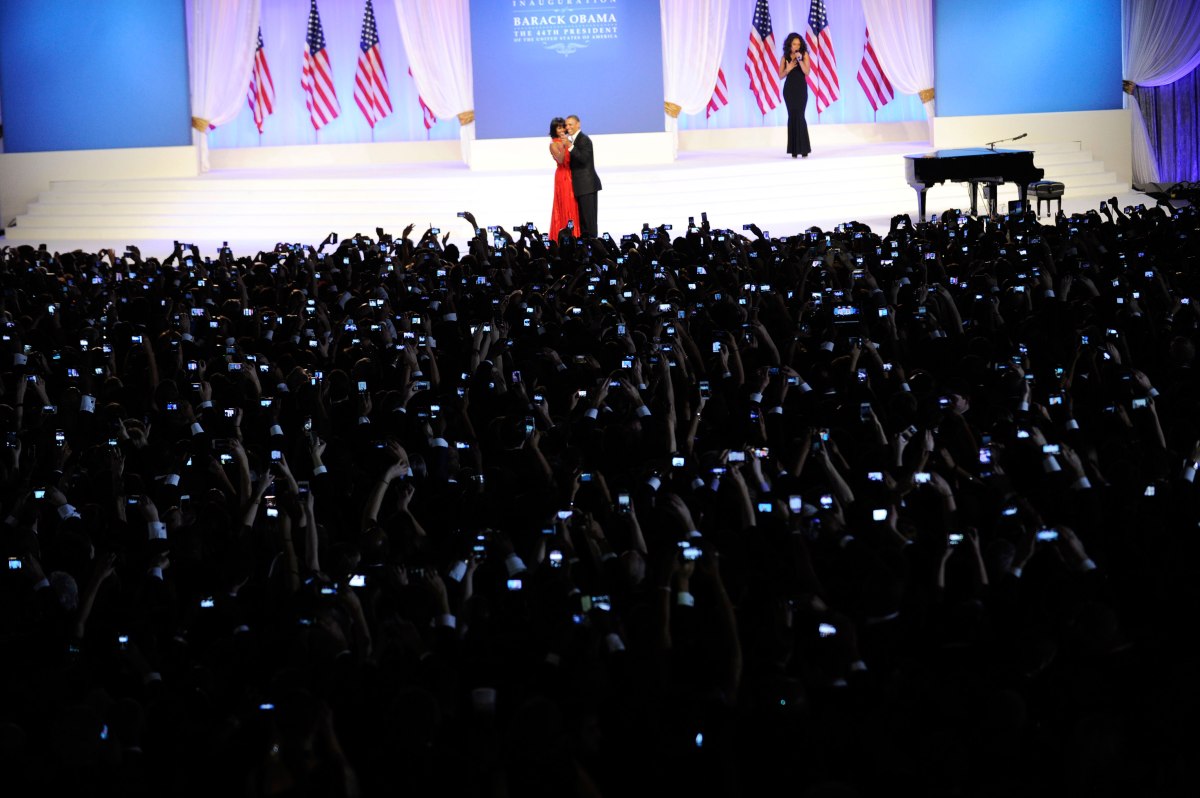 Barack Obama and Michelle Obama dance during the official Inaugural ball in Washington D.C., Jan. 21, 2013.