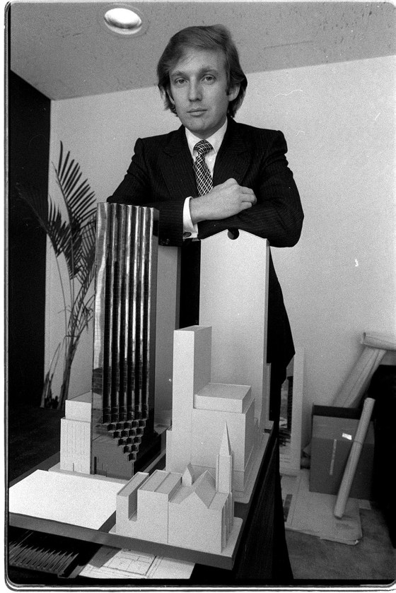 Donald Trump in 1980 with Trump Tower Model