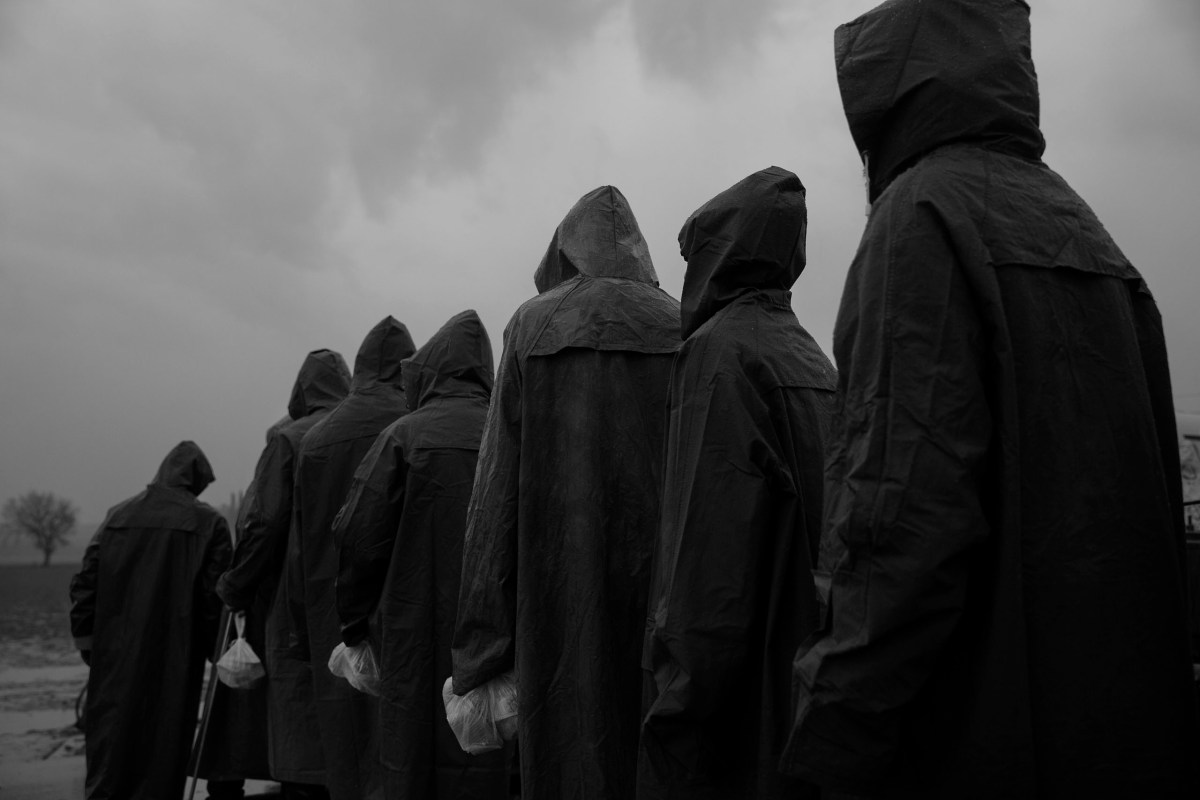Refugees in a camp at the border between Greece and Macedonia near town of Idomeni