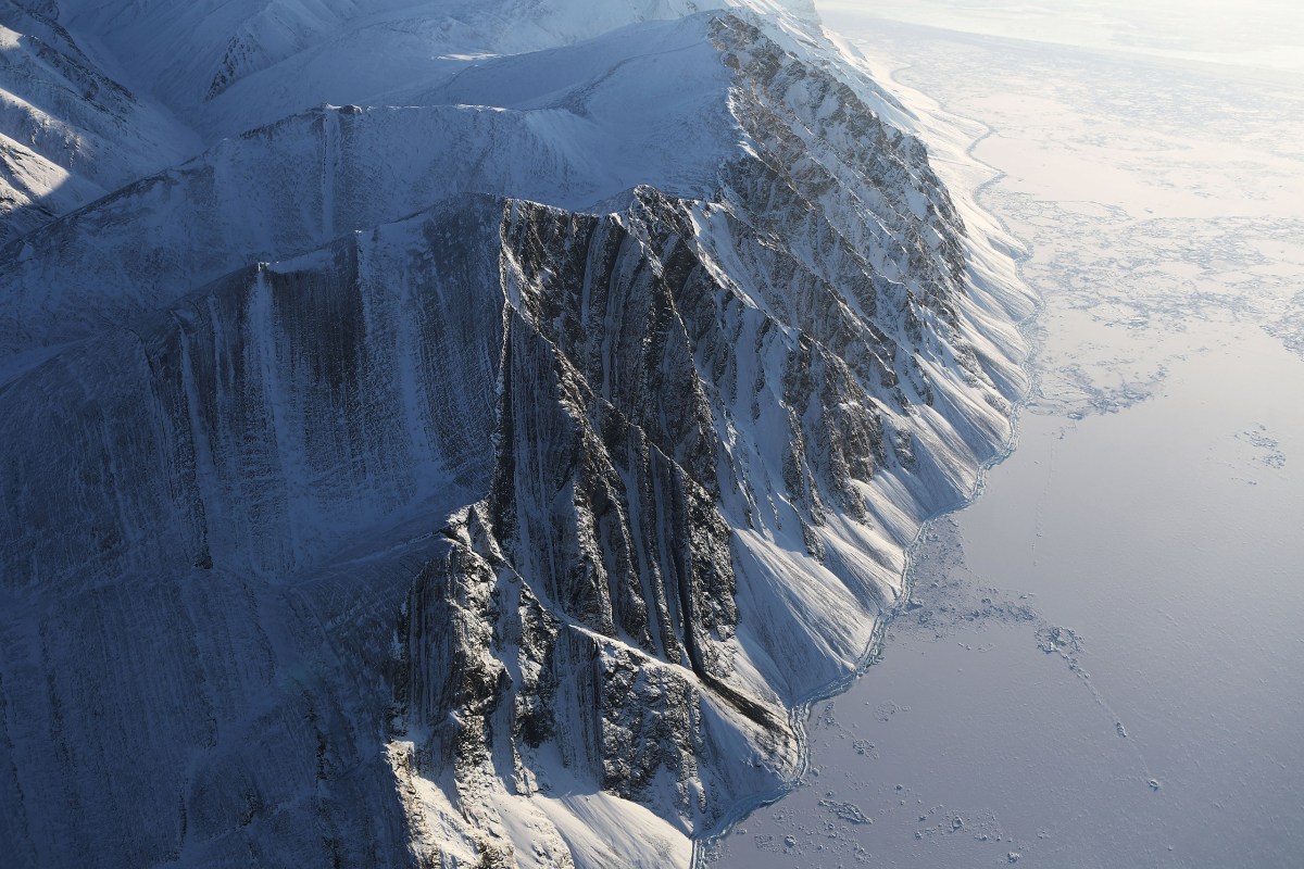 A section of an ice field above Ellesmere Island, Canada, on March 29, 2017.