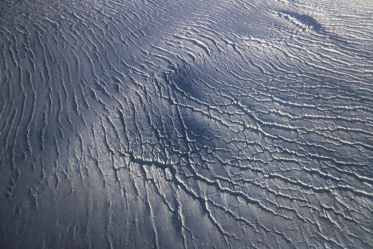 Crevasses in a glacier along the Upper Baffin Bay coast on March 27.