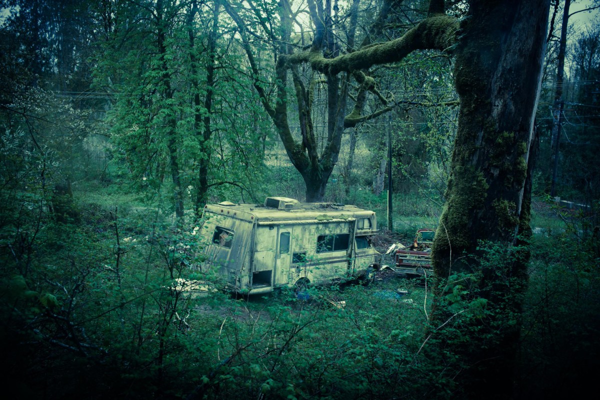 A trailer in the woods in Snoqualmie.