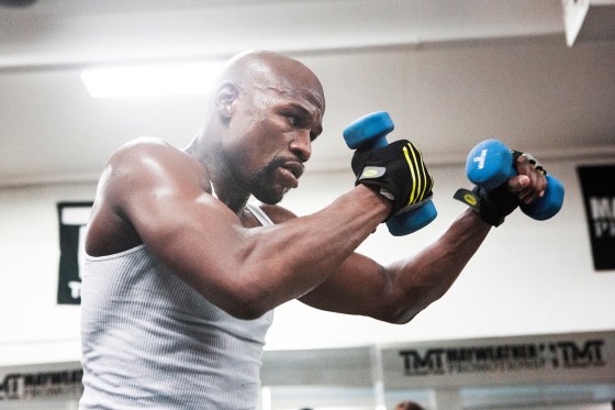 Mayweather trains at his Boxing club in Las Vegas.