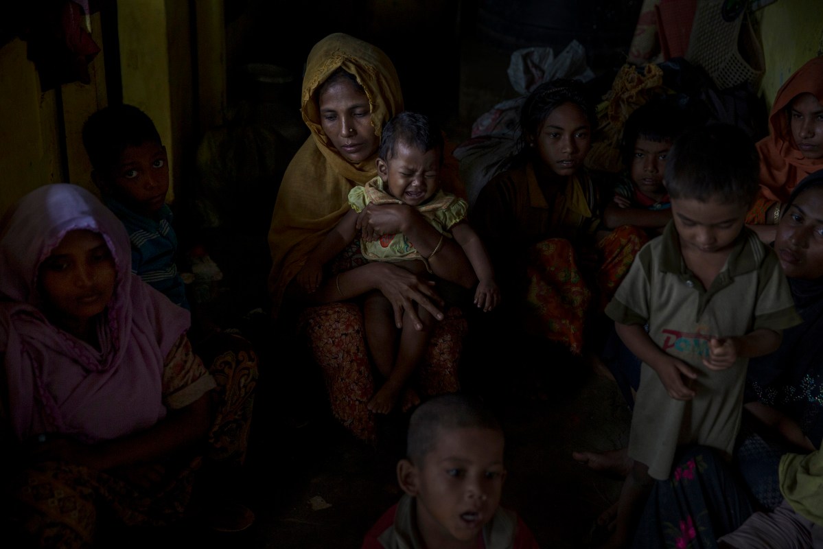 New Rohingya refugees rest in a school in the refugee camp of Kutupalong refugee camp in Ukhia,Bangladesh, September 2, 2017. he latest round of fighting broke out 10 days ago in Myanmar's neighbouring Rakhine state.The Rohingya are a mainly Muslim stateless ethnic minority who according to rights groups have faced decades of persecution in mainly Buddhist Myanmar. Bangladesh was already home to around 400,000 Rohingya before the current crisis. Figures on Sept 5th, 2017.