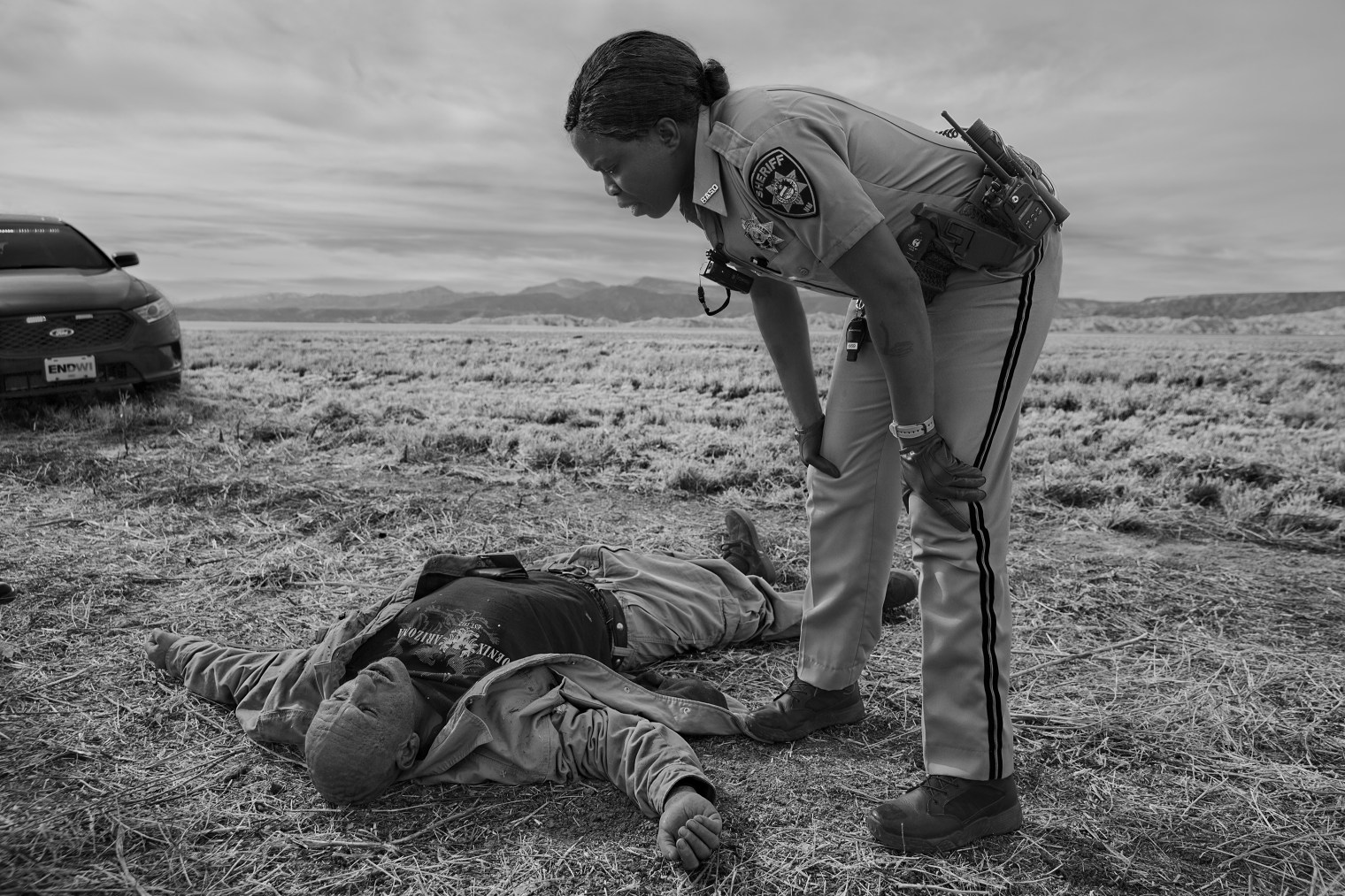 Deputy sheriff Dorothy Onikute responds to an overdose call on Feb. 4 in Alcalde, N.M.