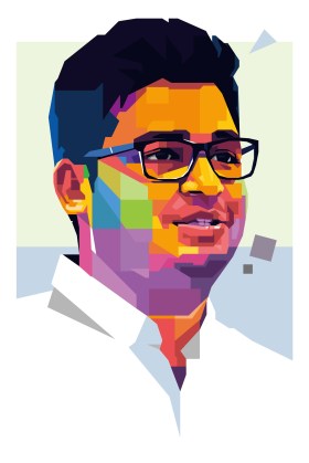 An illustration of Harry Myo Lin a Human-rights activist, Myanmar
